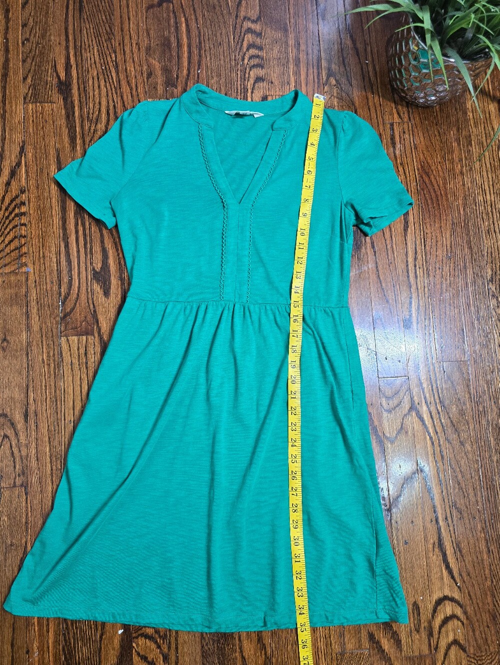 Boden Naomi Green V-Neck Short Sleeve Jersey Dress Pockets Knee 4R Length - Picture 11 of 14
